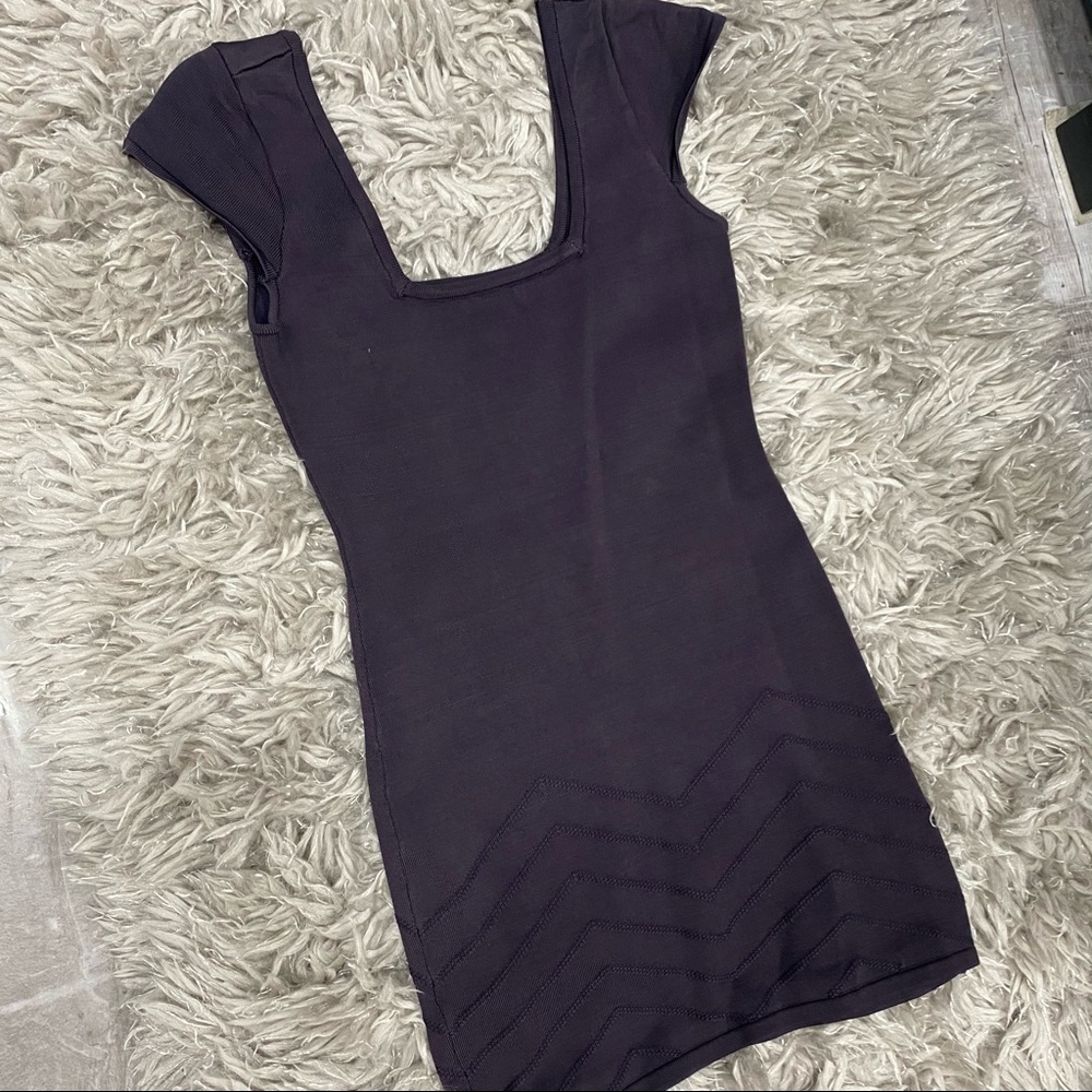square neck dress with subtle chevron detail